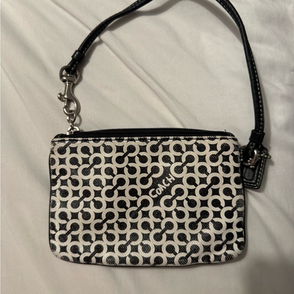 Coach Black and White Signature Wristlet - Picture 2 of 4